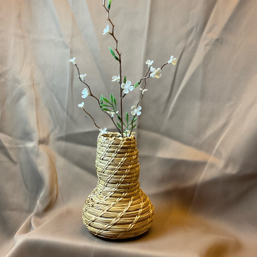 Basket Woven Tan Bud vase